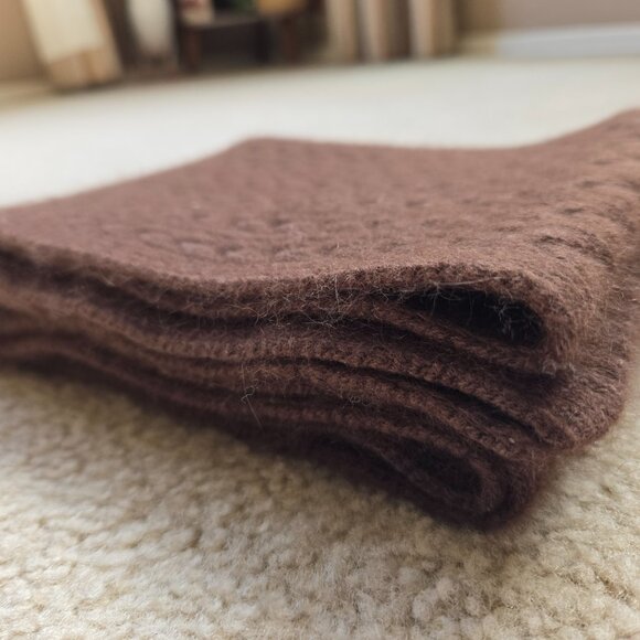 Brown Cashmere Cable Knit Scarf - Picture 12 of 15